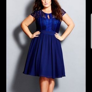 Strapless blue dress